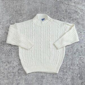 vintage white chunky cable knit sweater by Laura Tyler